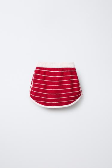 JUPE EFFET SERVIETTE RAYURES - Rayure rouge de Zara - Image 1