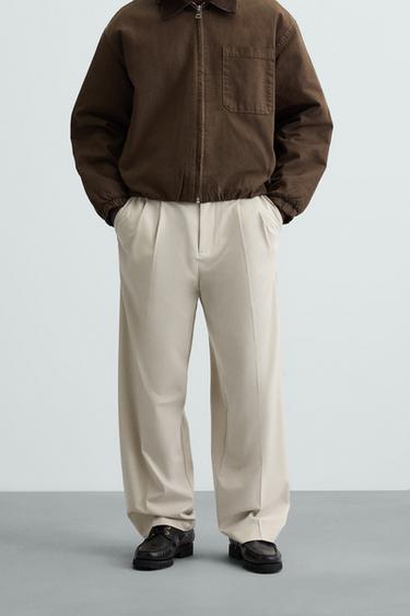 PANTALÓN WIDE FIT PLIEGUES - Arena de Zara