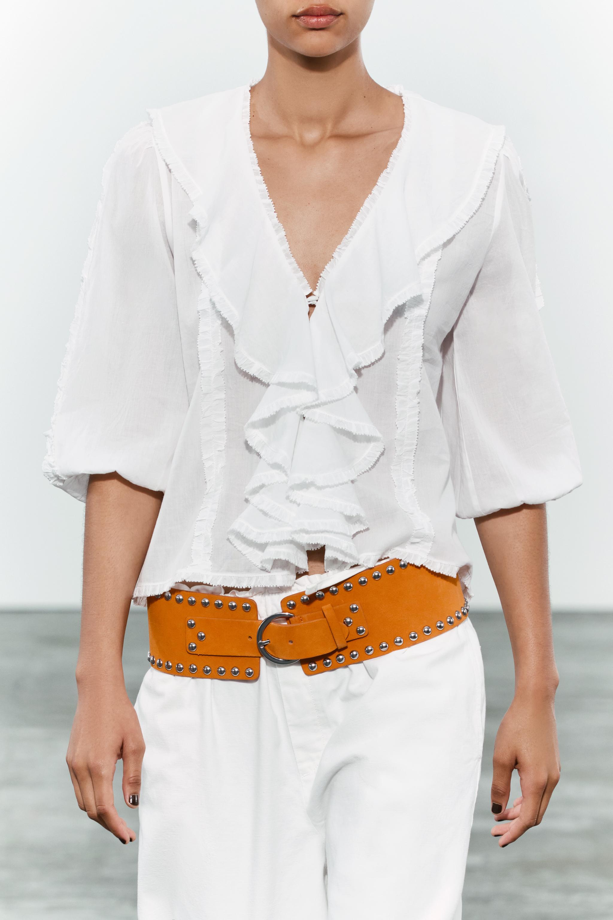 STUDDED LEATHER CORSET BELT Orange ZARA United Kingdom