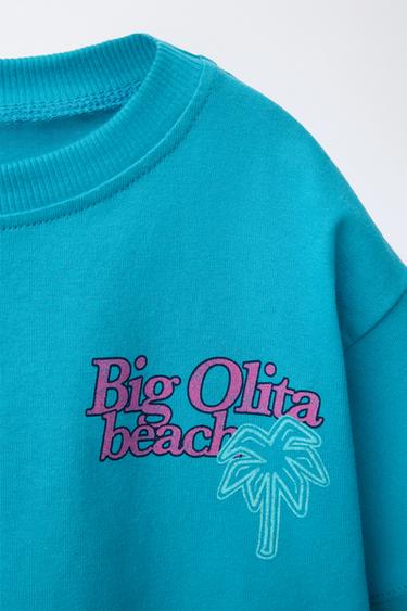 T-SHIRT WITH SLOGAN PRINT - Bluish by Zara - Image 2