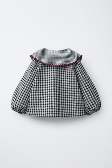 BLOUSE À CARREAUX VICHY ET ONDULINE - Écru de Zara - Image 1