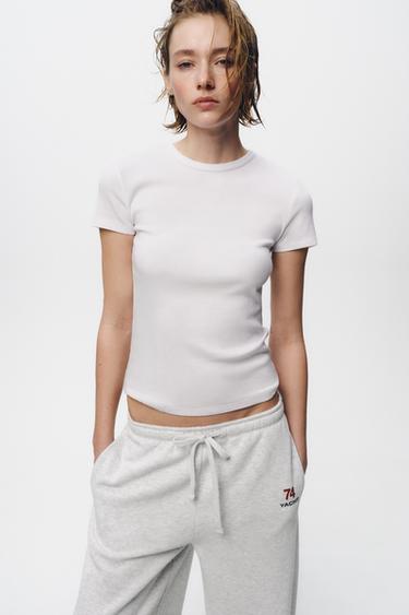 PLUSH TROUSERS WITH SLOGAN - Grey marl by Zara - Image 3