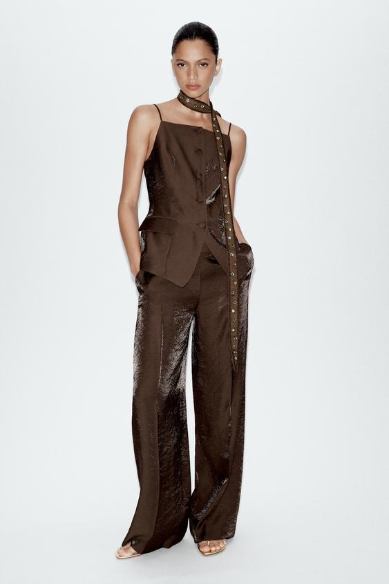 SHINY-EFFECT GILET - Brown by Zara - Image 0