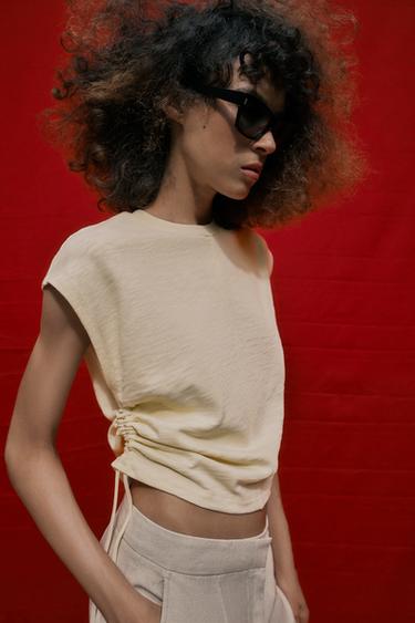 RUSTIC GATHERED T-SHIRT - Butter by Zara - Image 3