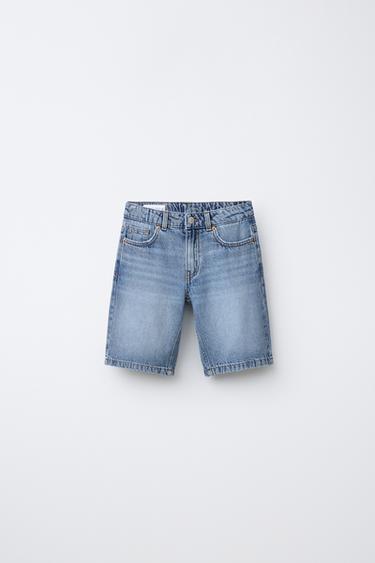 برمودا DENIM مستقيمة - أزرق الخاص بـ Zara