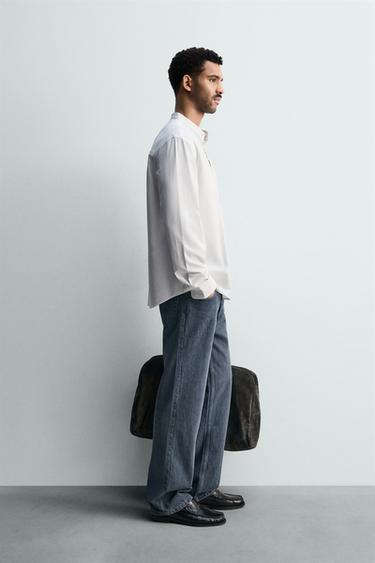 CHEMISE OXFORD À COL BANDE - Blanc de Zara - Image 3