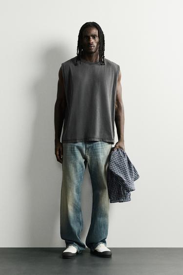 Zara WASHED TANK TOP - Dark anthracite - Image 0