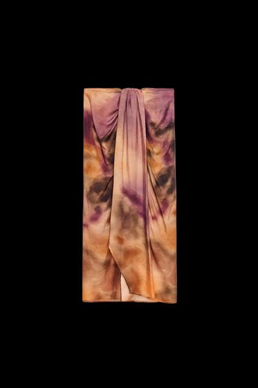 Zara KNOTTED PRINT SARONG - taupe brown - Image 0