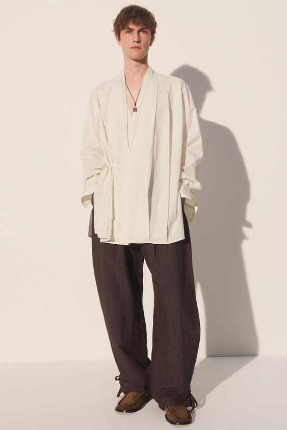 STRIPED JACQUARD KIMONO SHIRT from Zara - $129