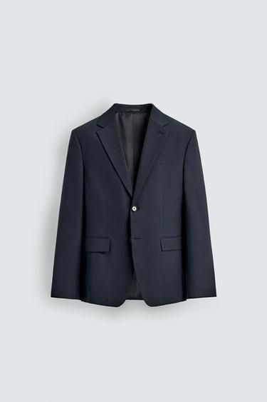 Zara 格紋西裝外套 - 藍色