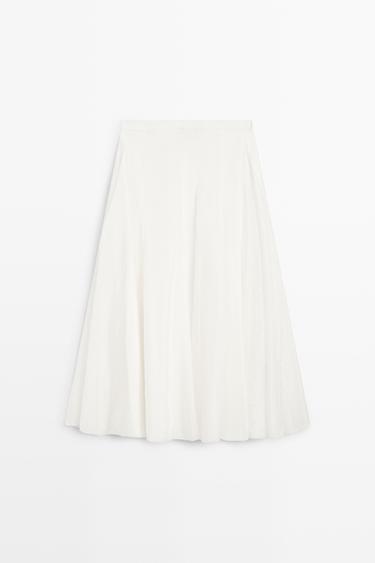 Zara Flowy flared midi skirt - White - Image 0