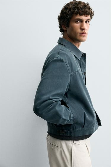 WASHED CROPPED FIT JACKET - Petrol blue by Zara - Image 5