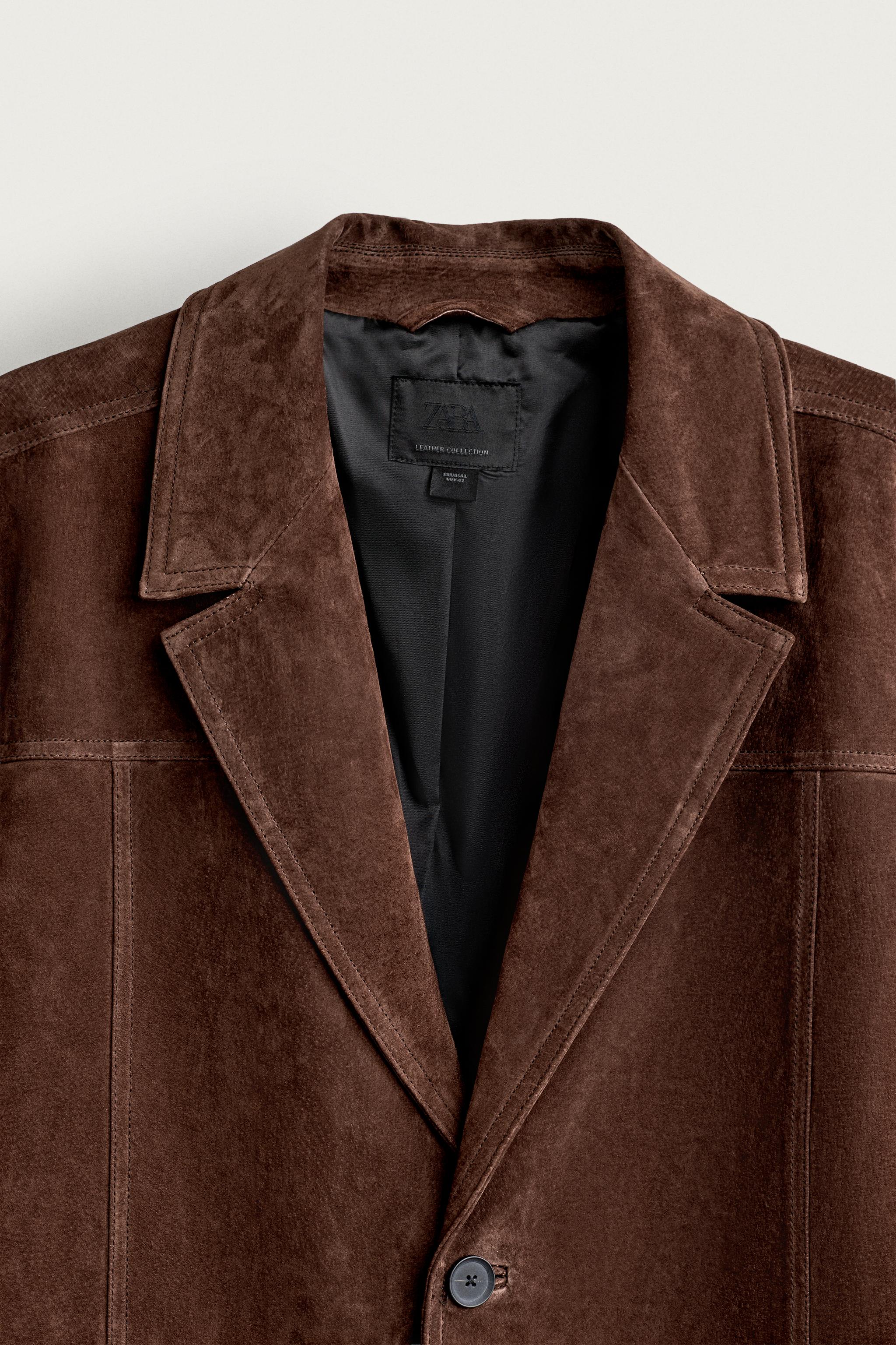 BLAZER COUPE DÉCONTRACTÉE EN CUIR SUÉDÉ