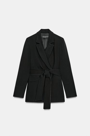 DOUBLE-BREASTED BLAZER WITH BELT - Black by Zara - Image 0