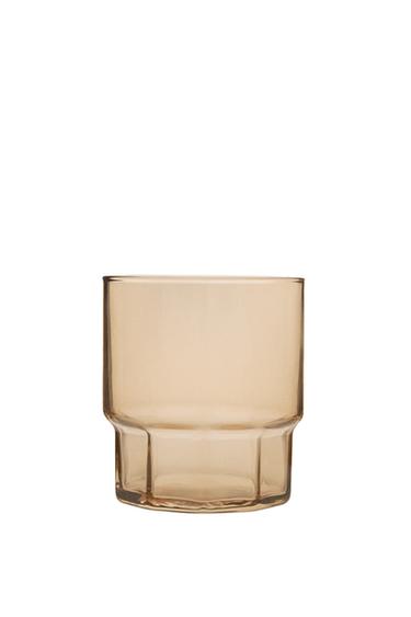 GLASS WITH FACETED BASE - Burgundy by Zara