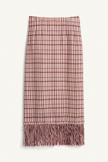 LIMITED EDITION FRINGED STRUCTURED SKIRT - Dark pink by Zara - Image 4