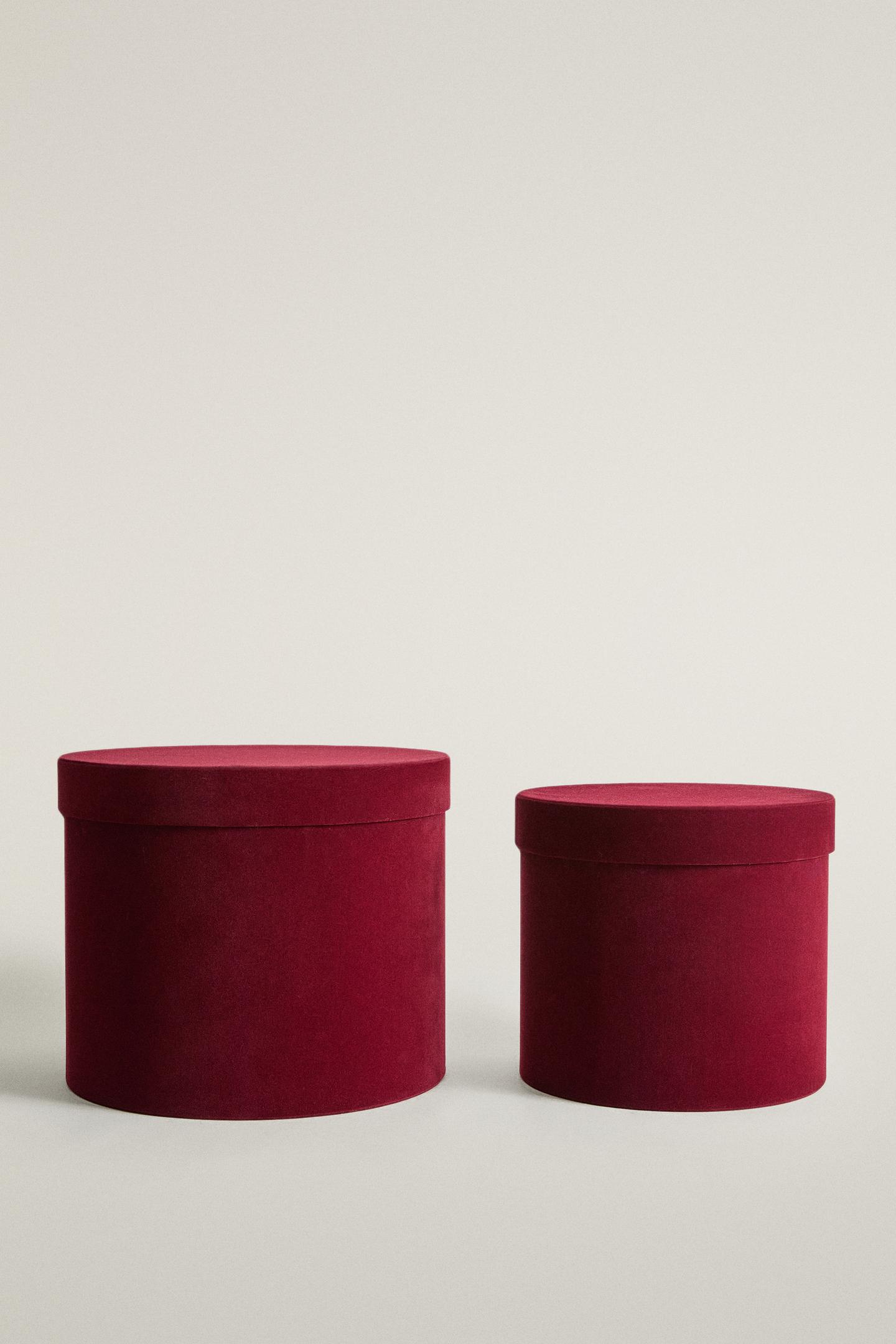 Zara Christmas Velvet Round Box, цвет: Красный — фото 1