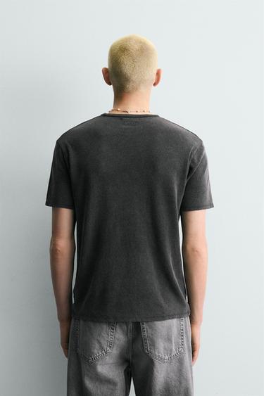 WASHED PRINTED KNIT T-SHIRT - Black by Zara - Image 2
