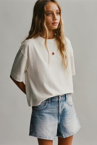 SHORT EN DENIM STRASS - Bleu clair de Zara - Image 4
