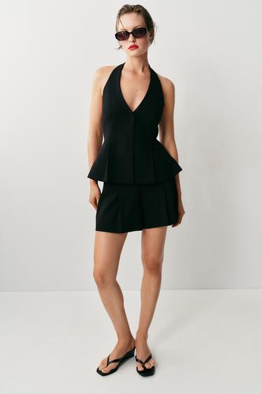 TOP COLETE HALTER BOTÃO FORRADO - Preto da Zara - Imagem 0