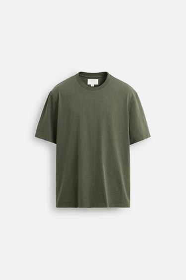 Zara MEDIUM WEIGHT T-SHIRT - Khaki - Image 0