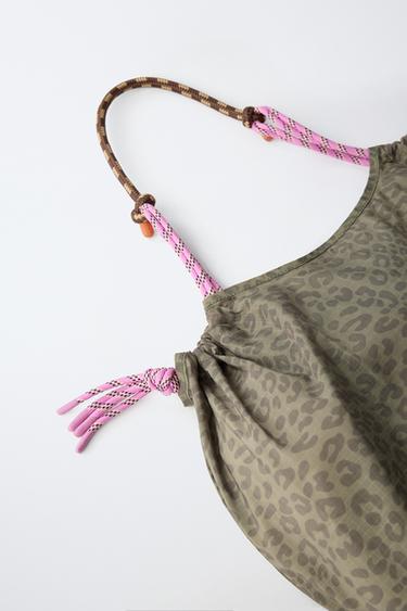 NYLON ANIMAL PRINT SHOPPER BAG - Brown by Zara - Image 3
