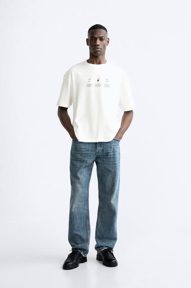T-SHIRT WITH SLOGAN PRINT - Oyster-white by Zara - Image 0