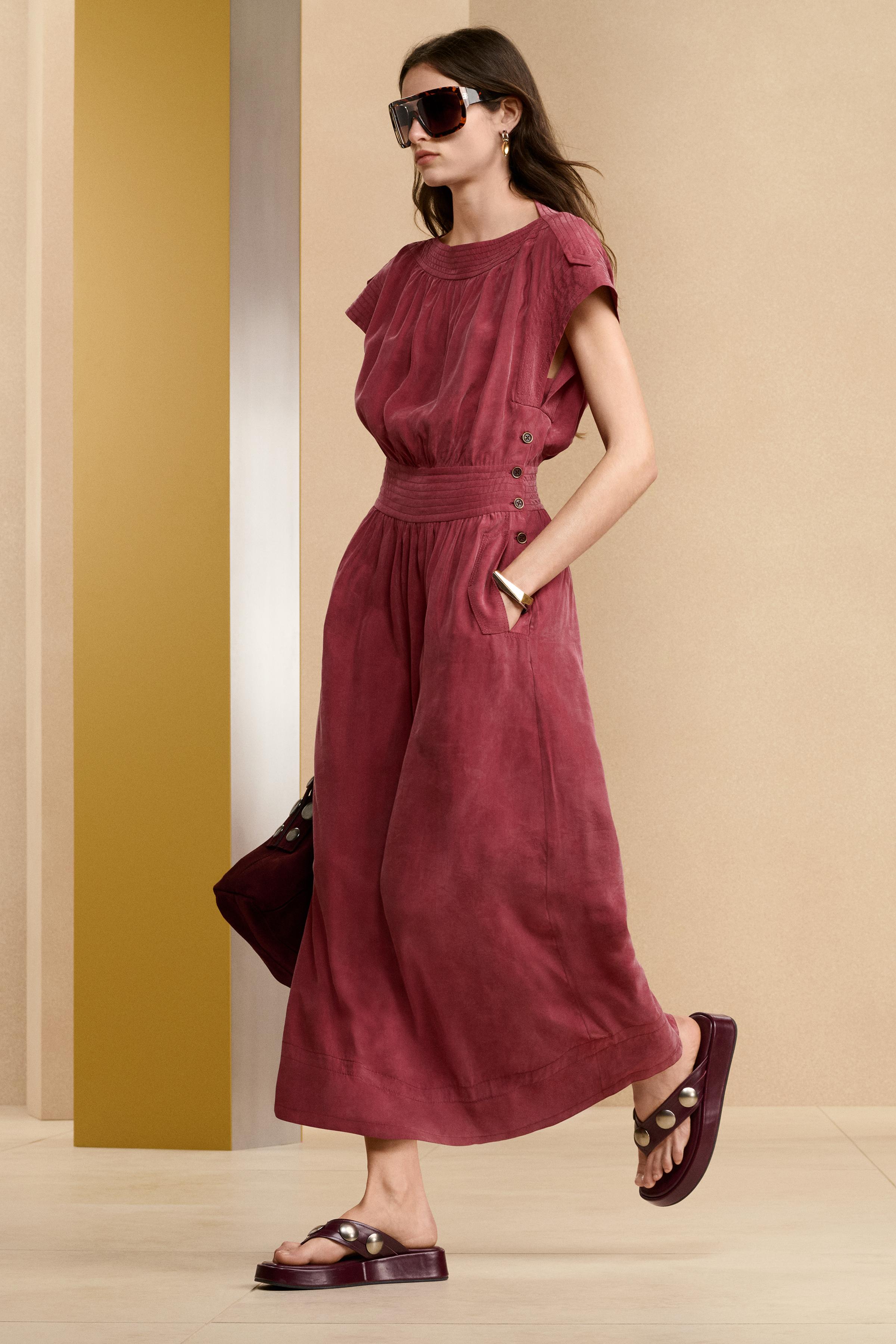 【ZARA】FRNC DRSS 14    2789/201/660 ZARA WOMAN SRPLS MIDI DRESS FRNC DRSS 14 WINE 2789/201/660