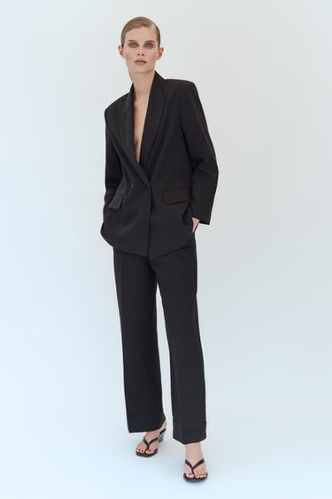 Zara OVERSIZED DOUBLE-BREASTED BLAZER - Black