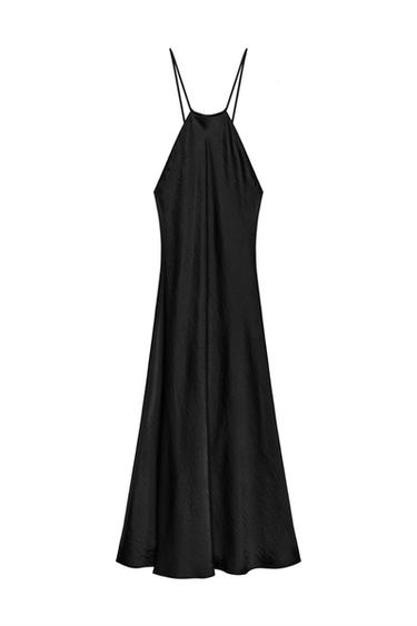 ZW COLLECTION SATIN HALTER DRESS - Black by Zara