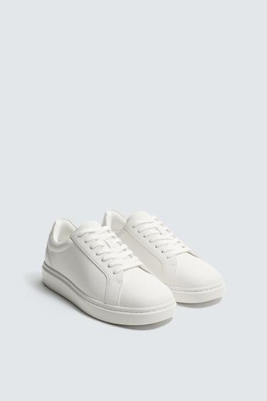 Zara MONOCHROME CHUNKY SNEAKERS - White