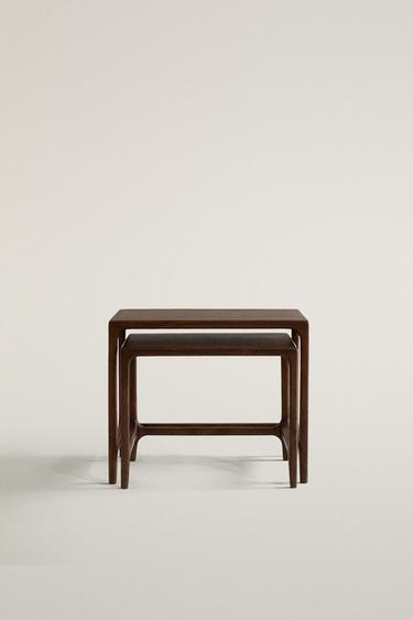WOODEN NEST OF SIDE TABLES (SET OF 2) - Dark brown by Zara