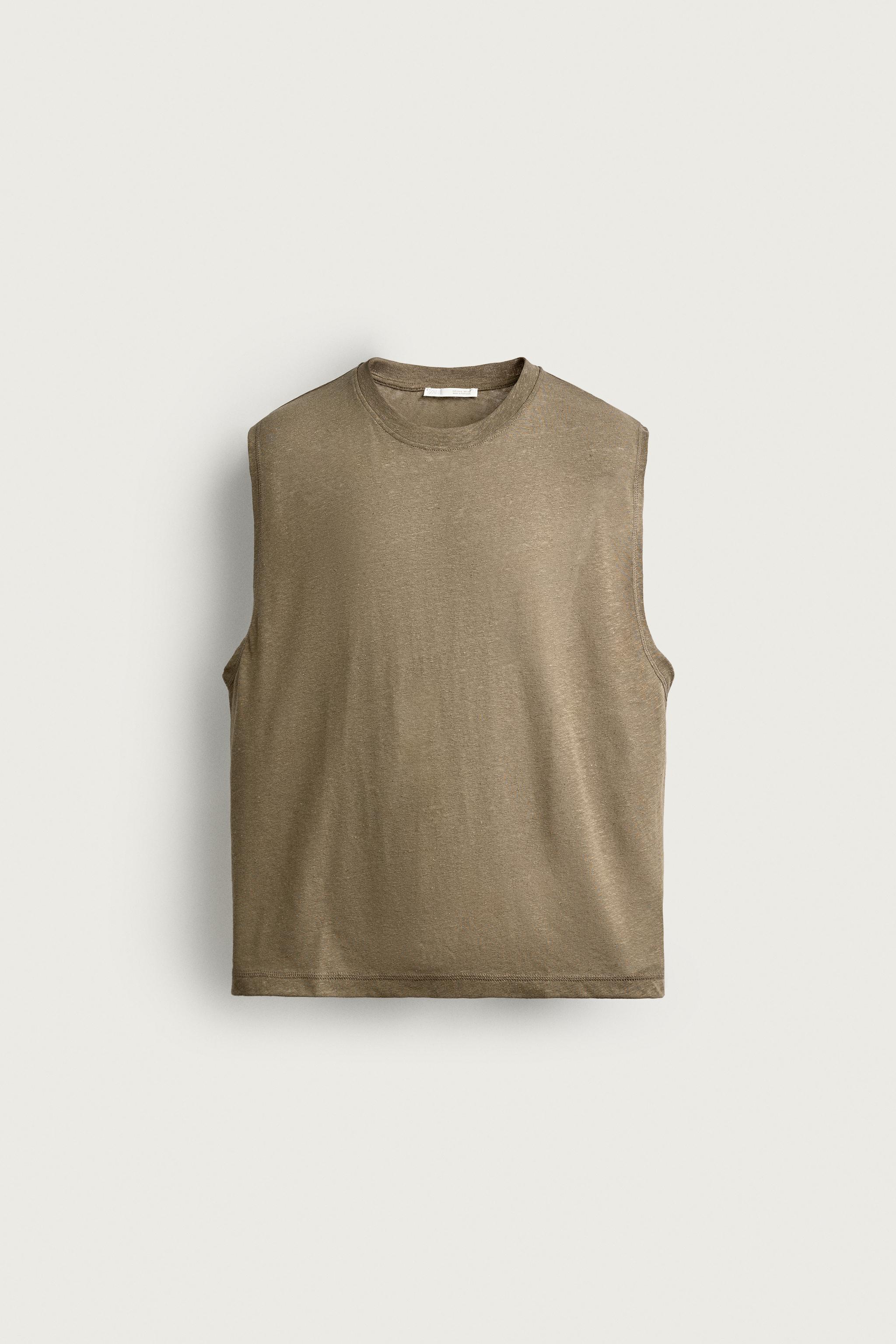 RELAXED FIT COTTON-LINEN TANK TOP — Leopard