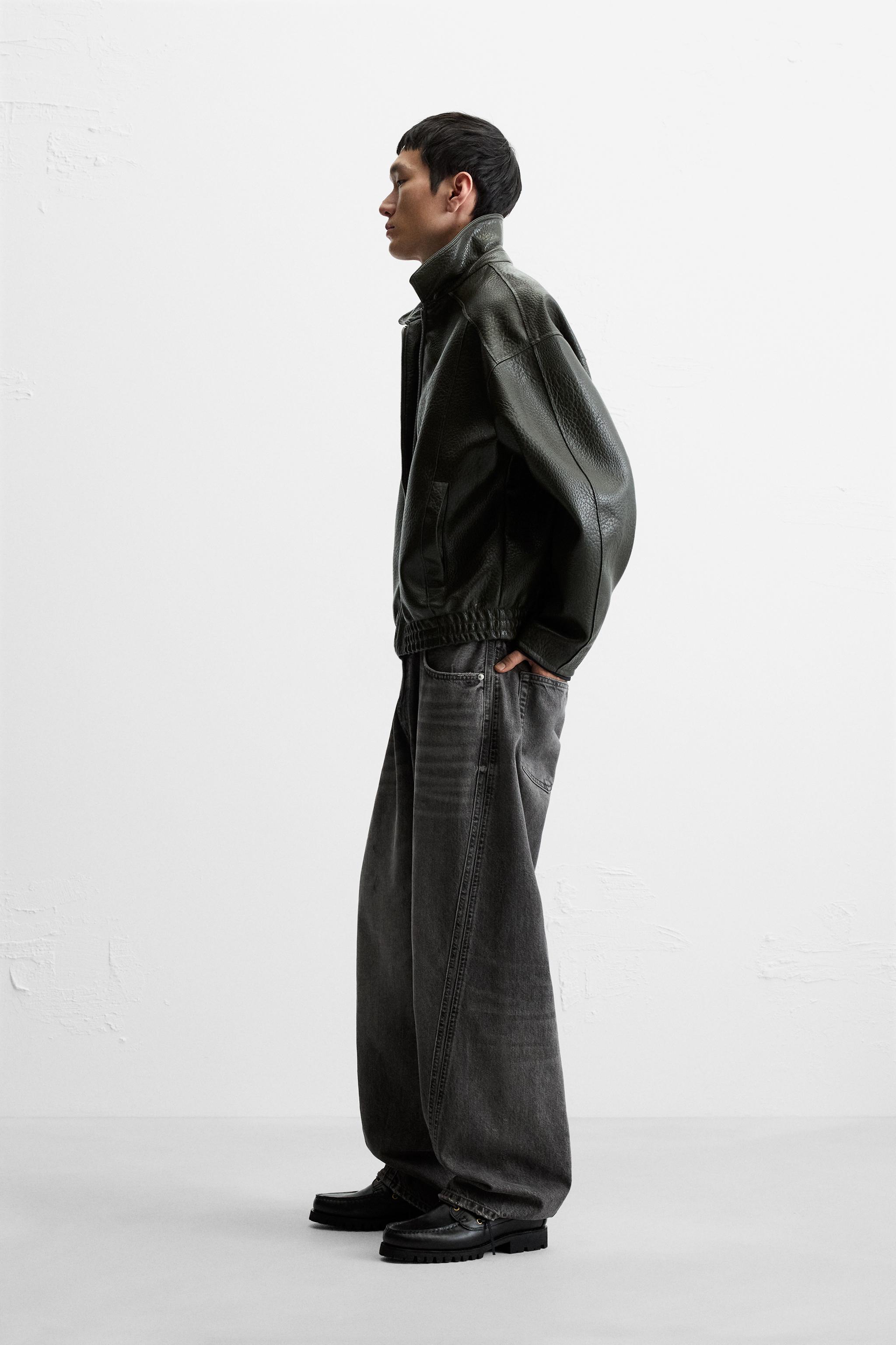 エンボス加工フェイクレザージャケット - ダークオリーブ | ZARA