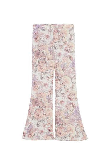 FLORAL PRINT FLARED TROUSERS
