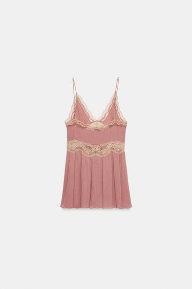 ZW COLLECTION LACE-TRIMMED CAMISOLE TOP - Pink by Zara - Image 6