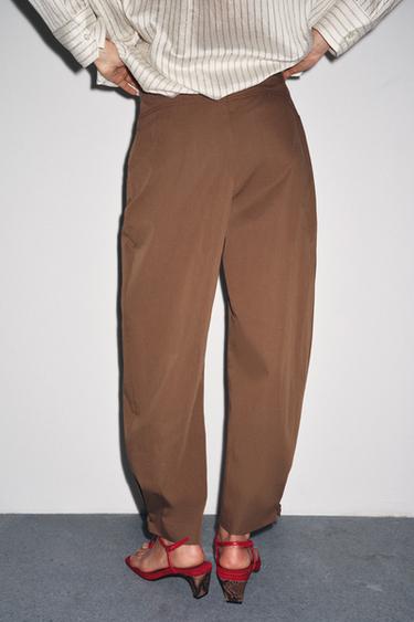 PANTALON À PINCES ET PASSANTS ZW COLLECTION - Marron de Zara - Image 2