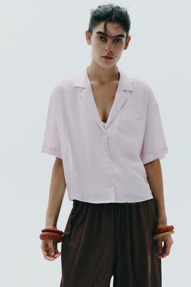CHEMISE FLUIDE POCHE - Rose pâle de Zara - Image 2