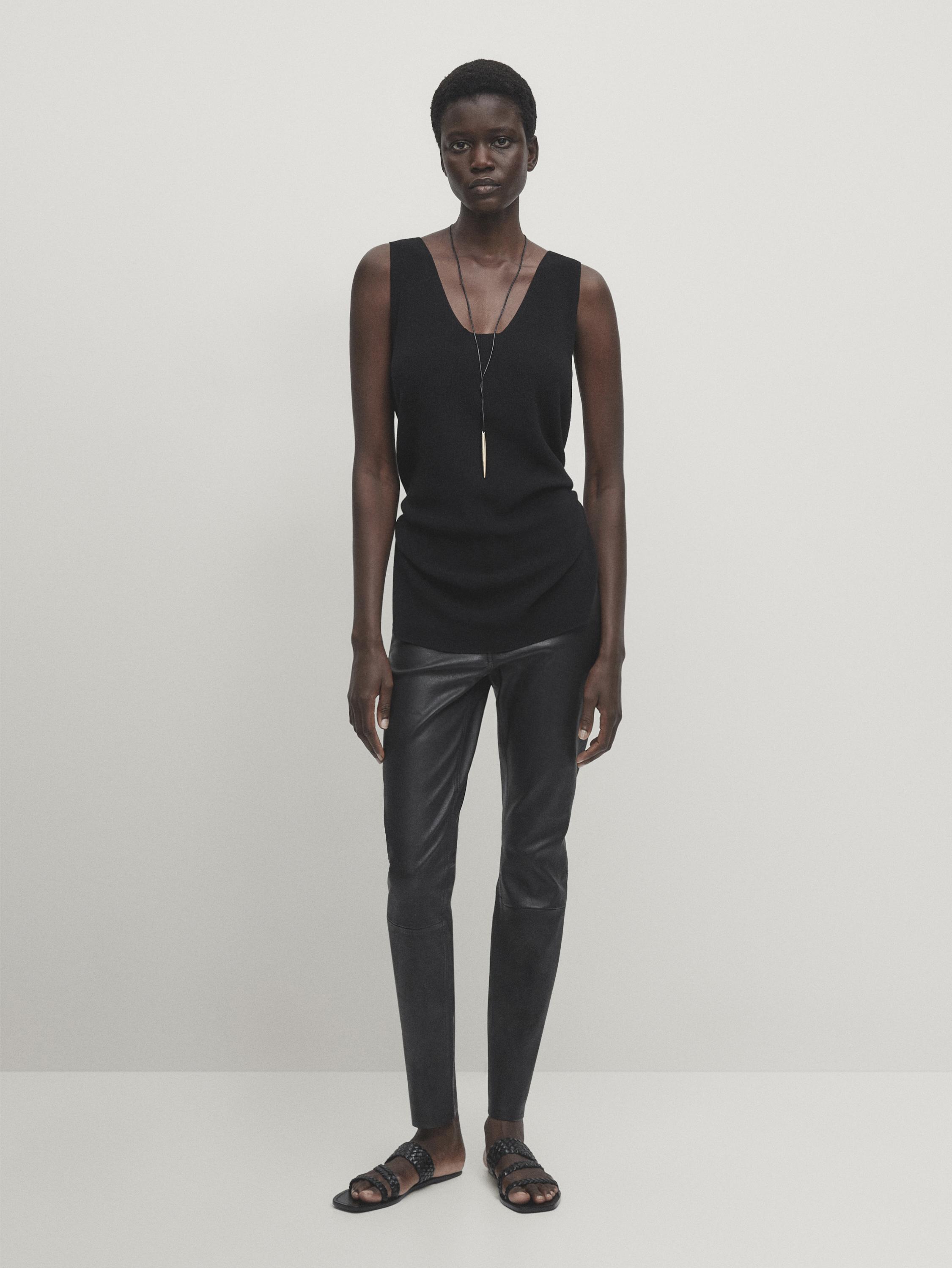 STATE FAUX LEATHER LEGGINGS - Leather Pants-PANTS-WOMAN, ZARA United  States