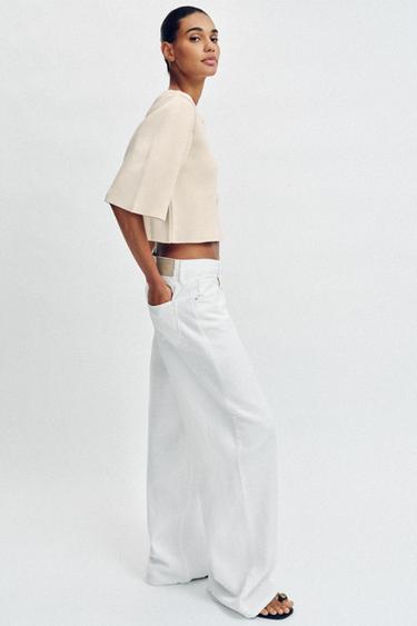 GILET COURT EN MAILLE - Écru de Zara - Image 3