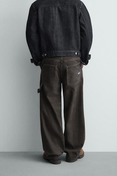 PANTALON RELAXED FIT RAYURES FLOQUÉES - Vert billard de Zara - Image 2