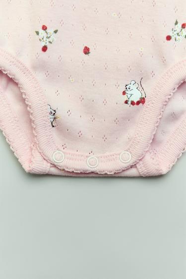 Zara POINTELLE PRINT BODYSUIT AND JACKET PACK - Pink