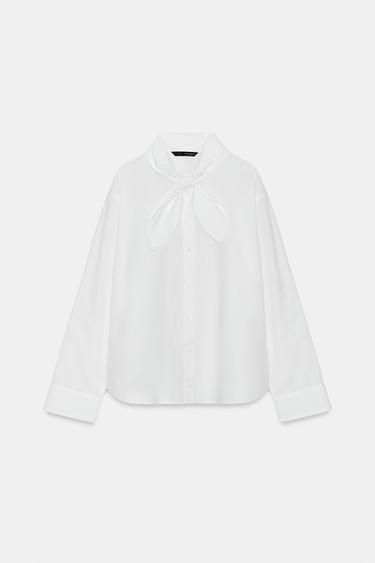 CAMISA POPELÍN PAÑUELO - Blanco de Zara - Imagen 0