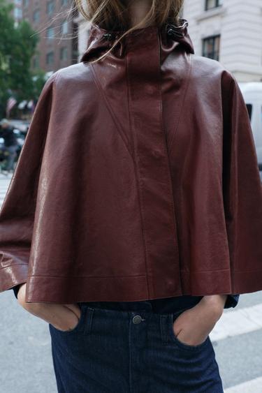 НАКИДКА ИЗ 100% КОЖИ — ZW COLLECTION — ЦВЕТ БУРГУНДСКОГО ВИНА от Zara — изображение 0
