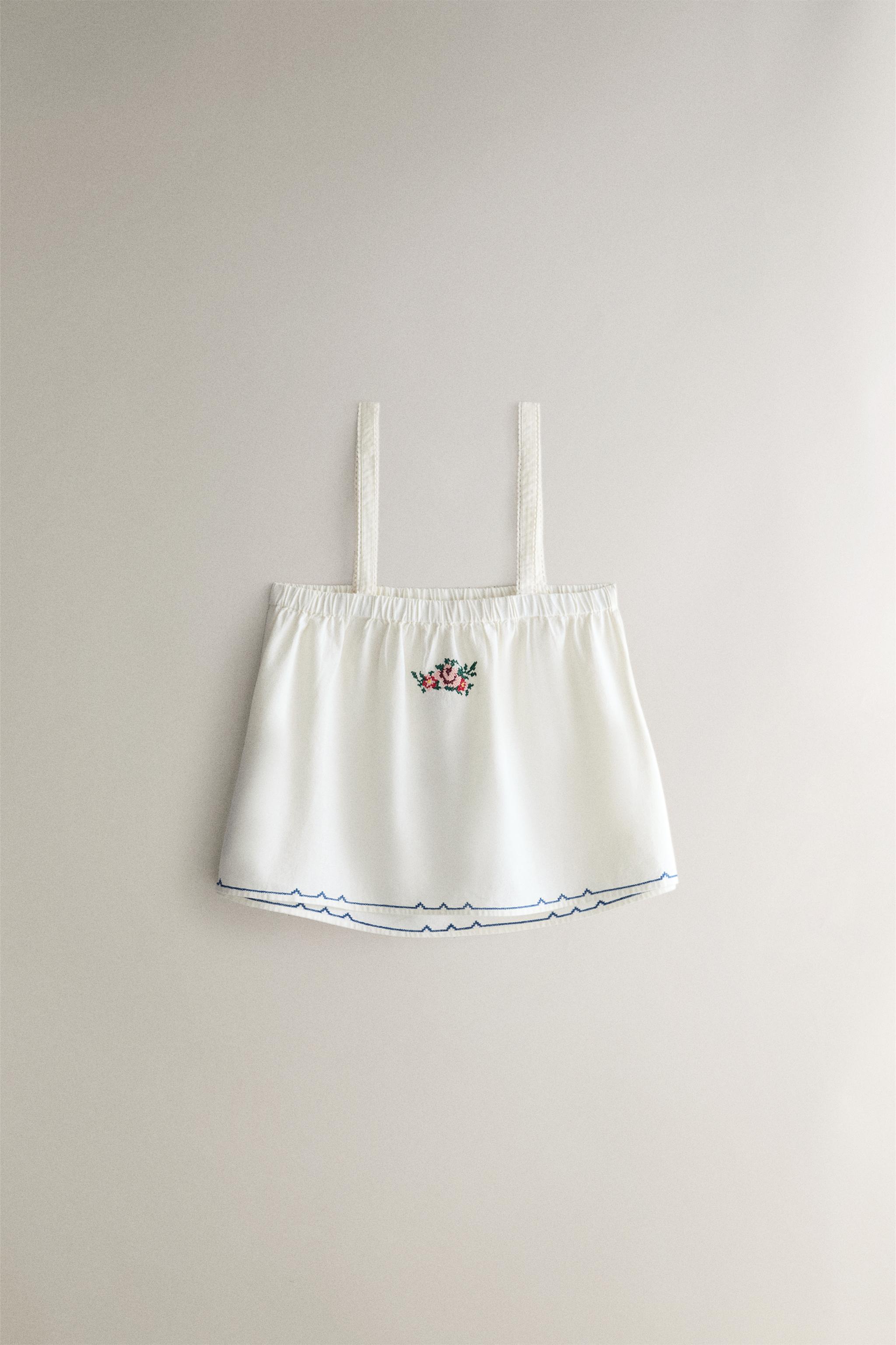 EMBROIDERED COTTON-LINEN TOP