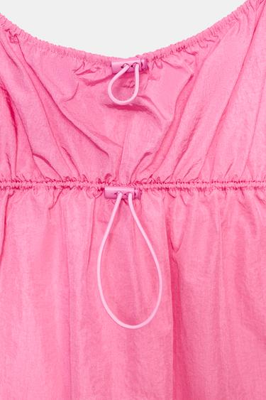 ROBE COURTE EN NYLON À STOPPERS - Rose fluo de Zara - Image 6