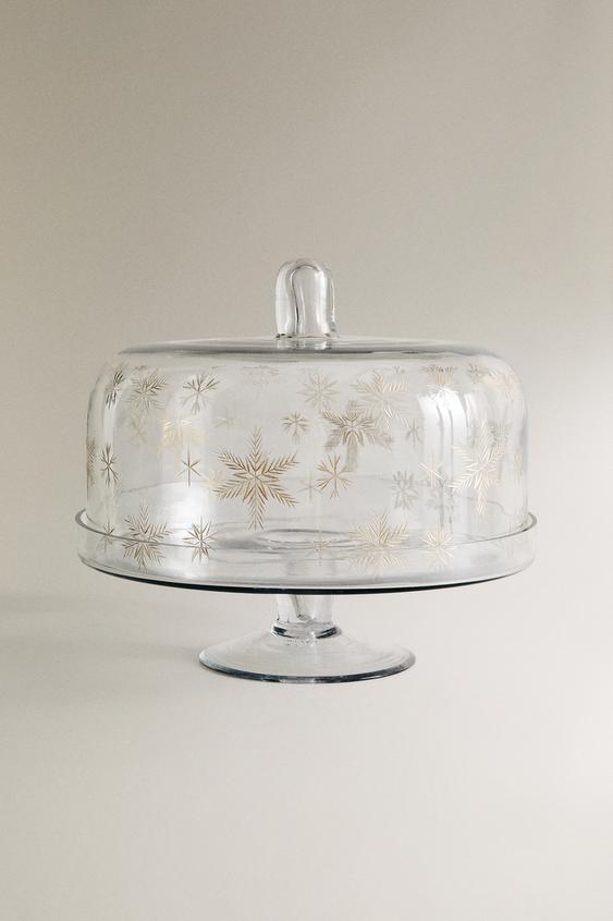 CHRISTMAS SNOWFLAKE CAKE DISH - Silver | ZARA United States