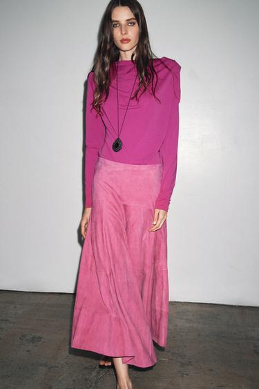 DRAPED TOP WITH SHOULDER PADS - Pink by Zara - Image 4