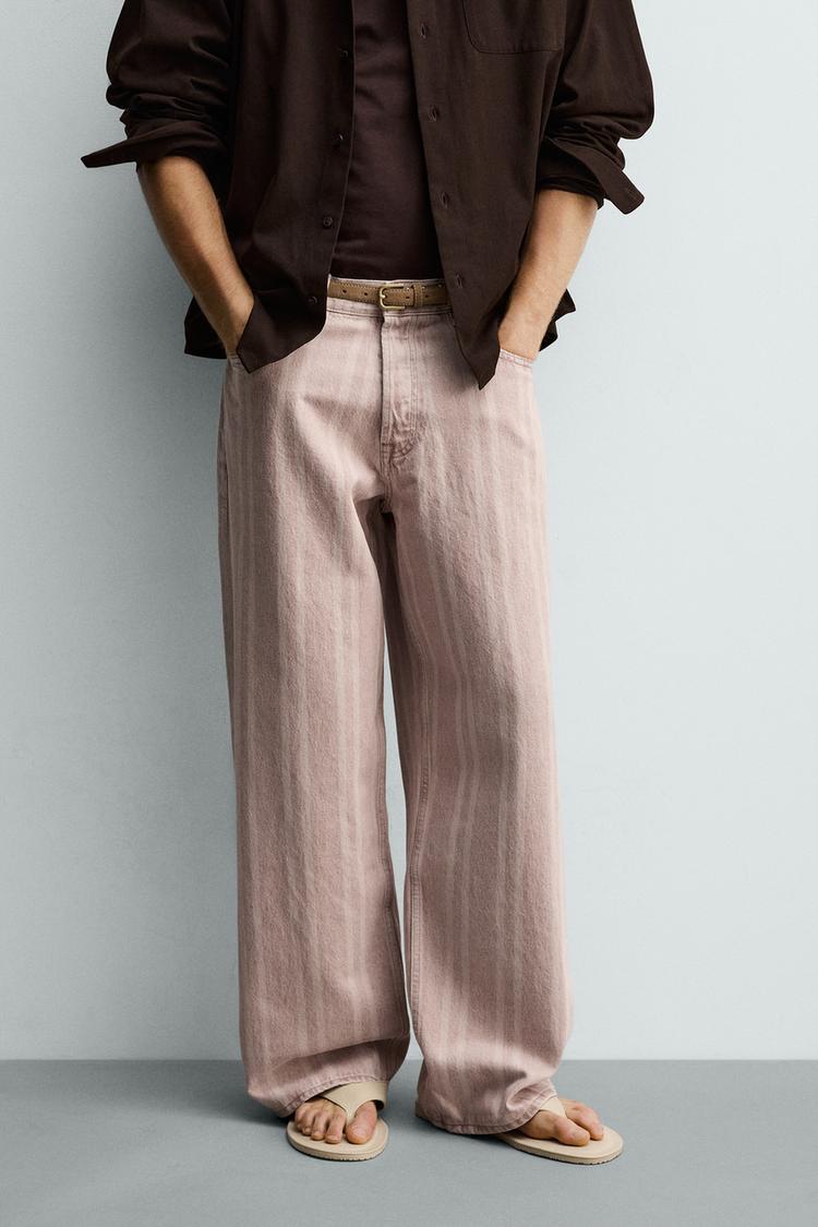 ZARA STRIPED RELAXED FIT JEANS