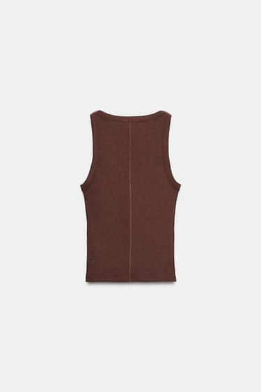 Zara RIB SLEEVELESS TOP - Wine